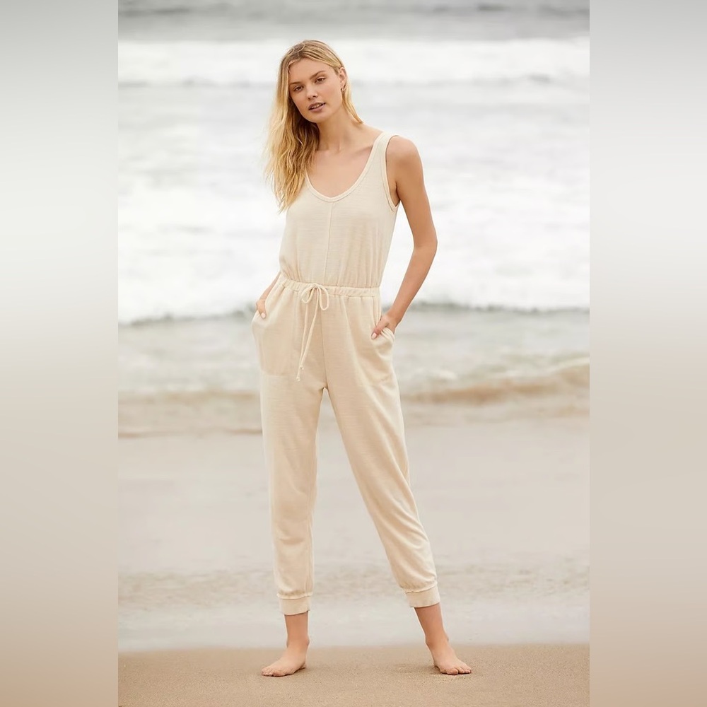 FP Beach Bicoastal Jogger Jumpsuit in Cream Size Medium